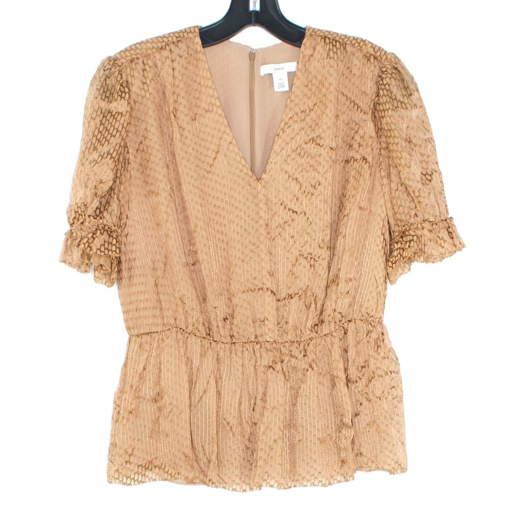 Lewit Top Jacquard Peplum Silk Academia Romantic Feminine Old Money Luxury XS